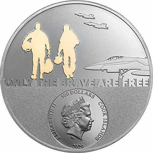 Commemorative coin with pilots and jets, Cook Islands 2020.