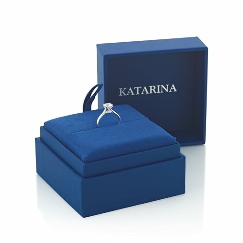 Katarina GIA Certified Diamond Solitaire Engagement Ring in a blue Katarina box