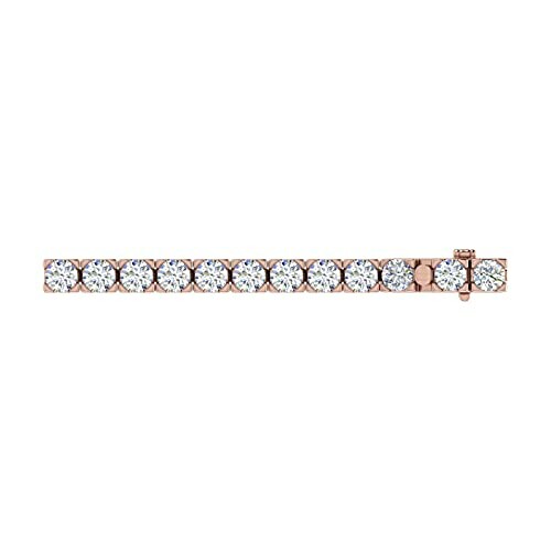 Rose gold diamond tennis bracelet on white background