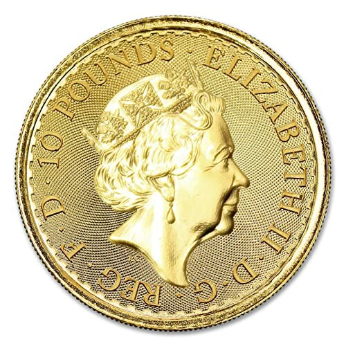Gold British coin featuring Queen Elizabeth II