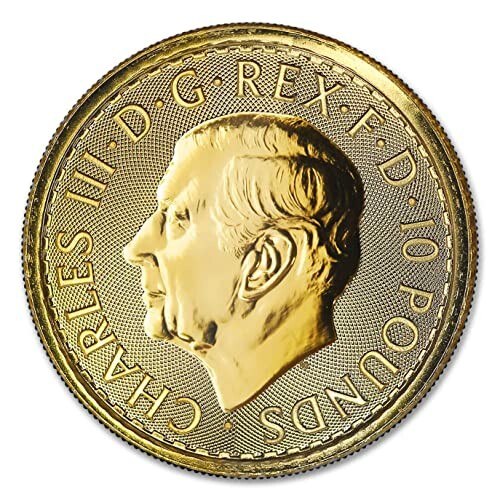 Gold coin featuring King Charles III profile