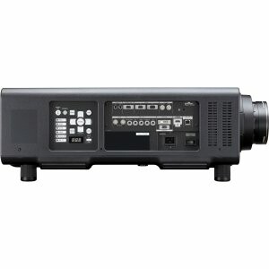 Back panel of a projector showing various input and control ports.